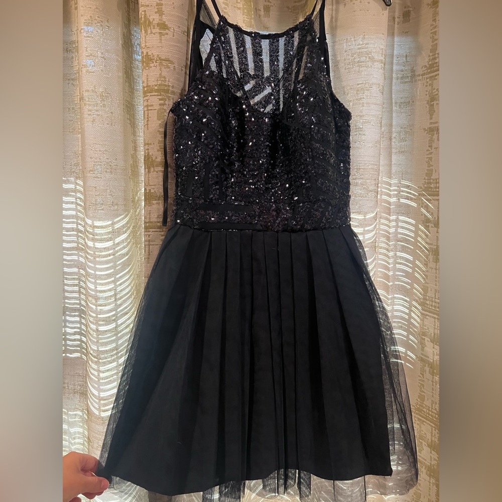 Navy Sequin Homecoming Dress